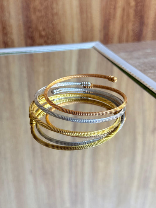 Set de 3 brazaletes abiertos estilo europeo de lujo